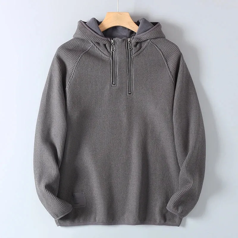 Tiamo Cable Knit Hoodie Weste | Warmer Herren-Kapuzenpullover mit Reißverschluss