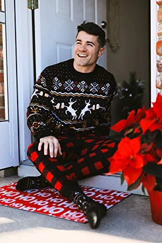 Tipsy Elves Men's Black Deer with Beer Ugly Christmas Sweater Size XXL