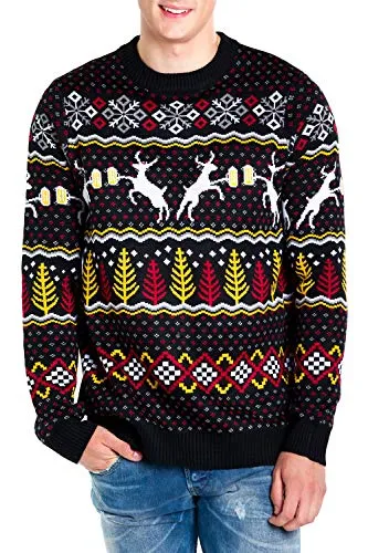 Tipsy Elves Men's Black Deer with Beer Ugly Christmas Sweater Size XXL