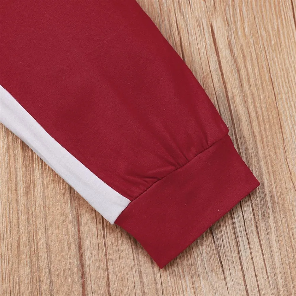 Unsiex Color Contrast Long Sleeve Letter Printed Top & Pants Trendy Kids Wholesale Clothing