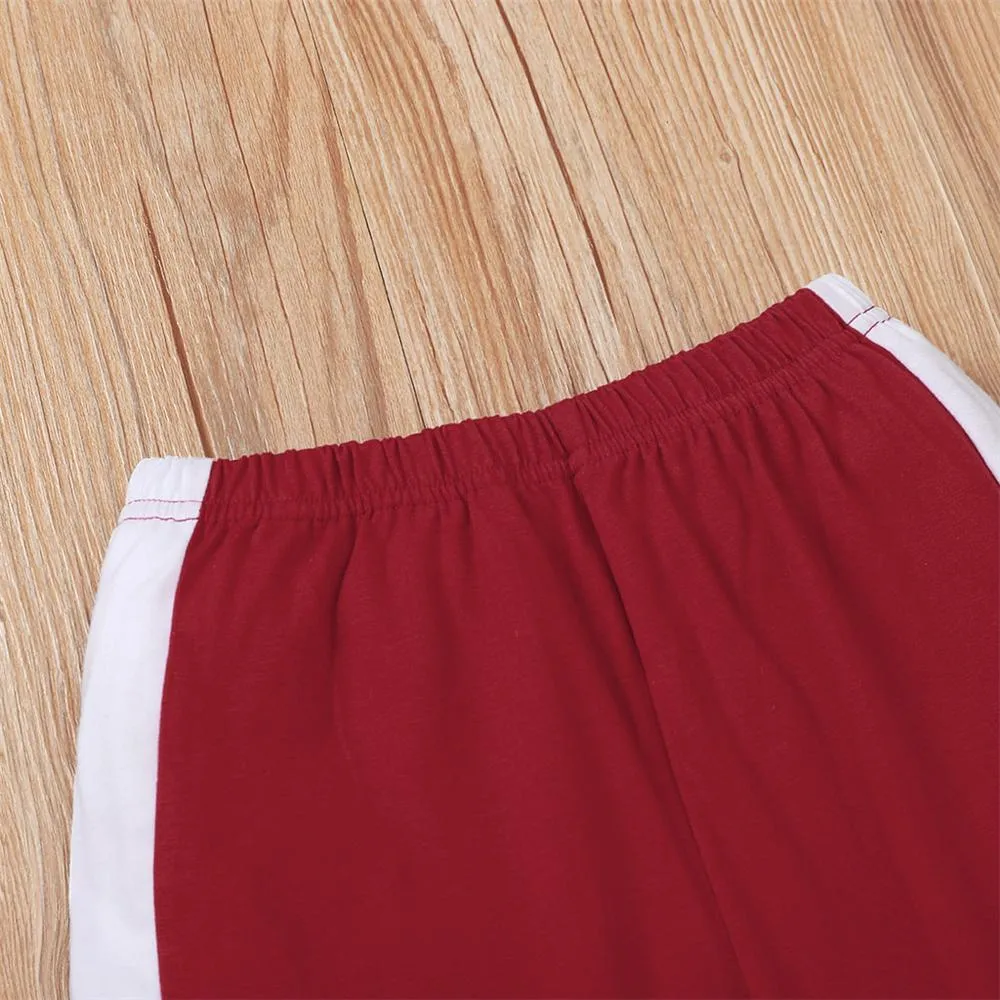 Unsiex Color Contrast Long Sleeve Letter Printed Top & Pants Trendy Kids Wholesale Clothing