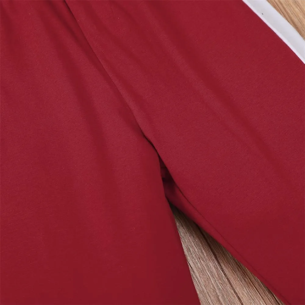 Unsiex Color Contrast Long Sleeve Letter Printed Top & Pants Trendy Kids Wholesale Clothing