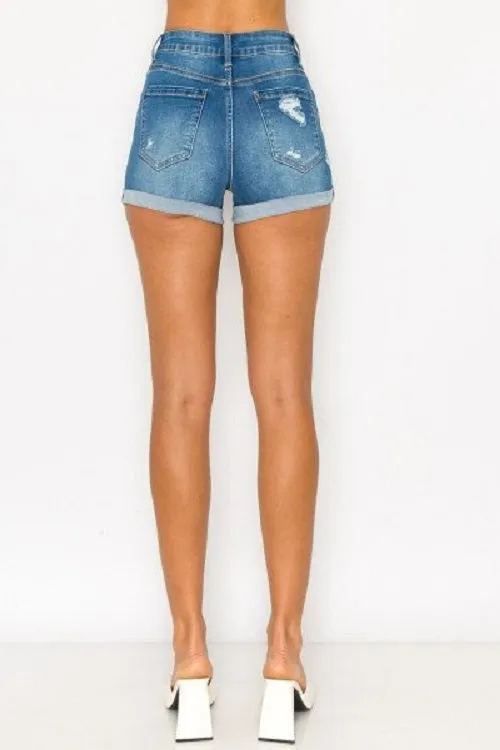 What To Do Mid Rise Medium Denim Shorts