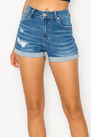 What To Do Mid Rise Medium Denim Shorts
