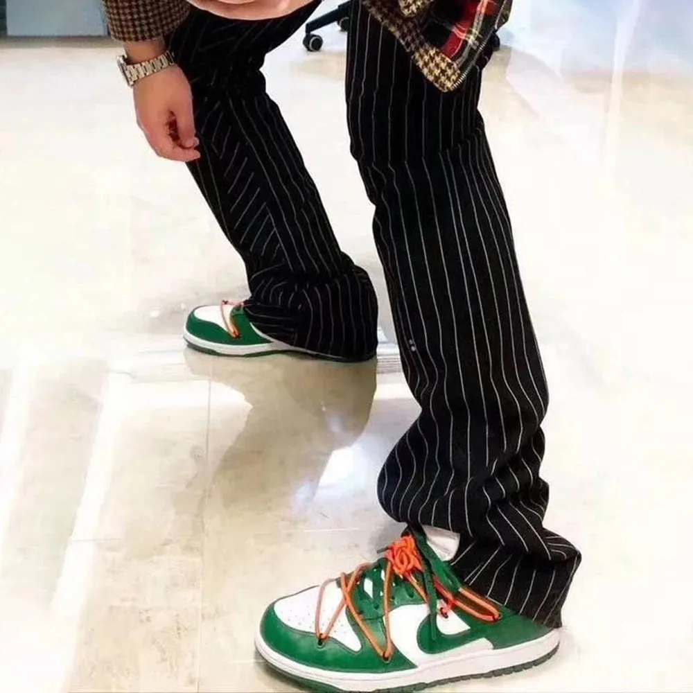 Wiaofellas Trendy British Business Striped Suit Pants Mens Summer Trendy Brand New Straight Loose Casual Pants Elegant Drape Wide-leg Pants