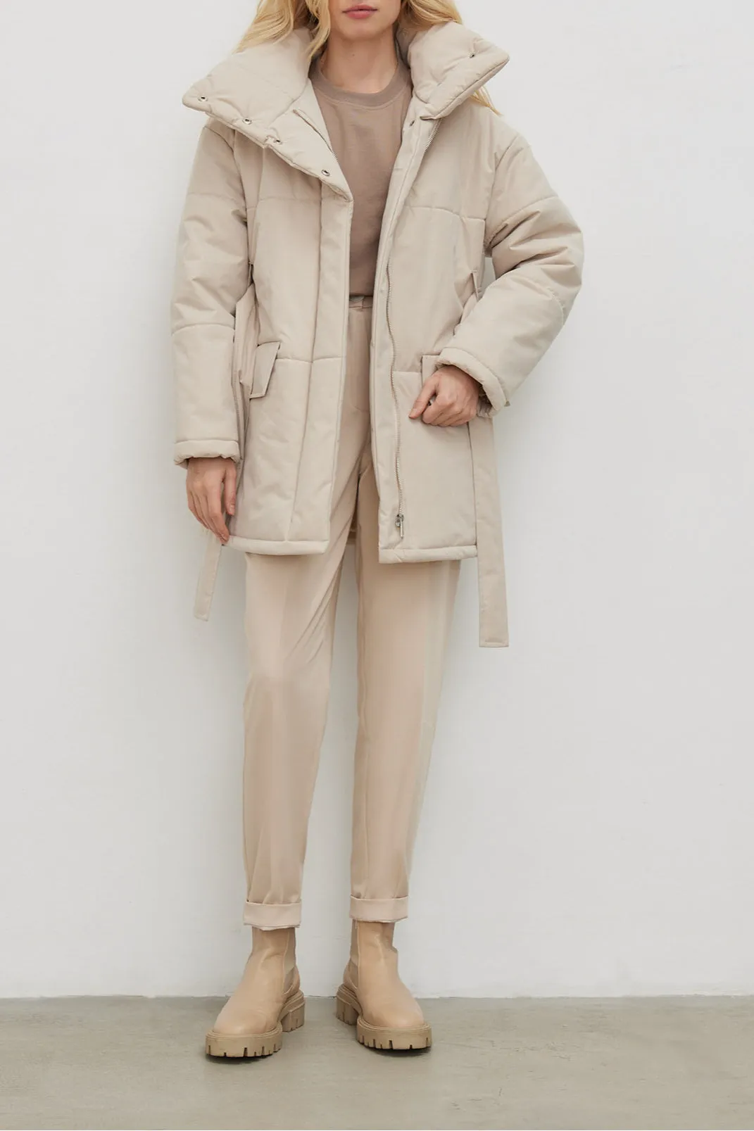 Winter Stylish Belted Puffer Coat