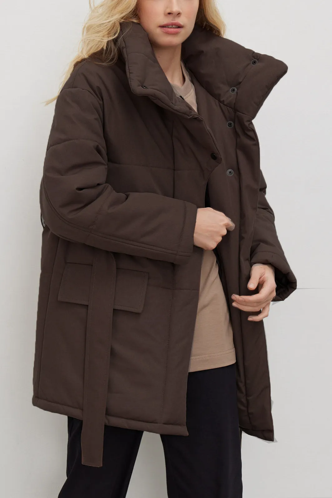 Winter Stylish Belted Puffer Coat
