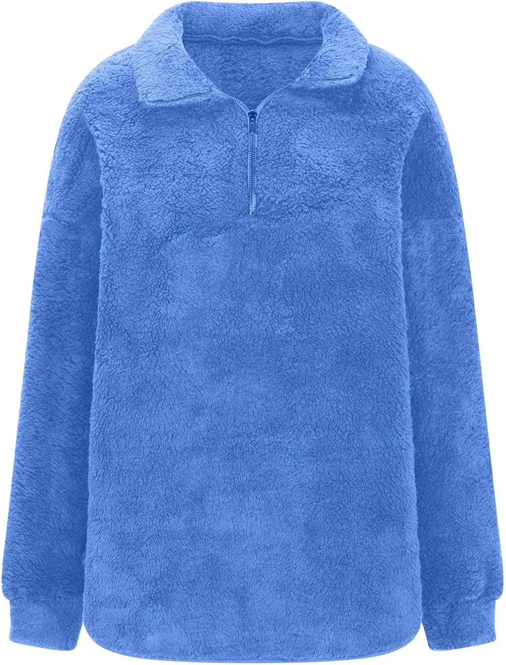 Womens Half Zip Sherpa Pullover Fuzzy Fleece Oversized Sweatshirts Long Sleeve Winter Warm Outerwear With Pockets