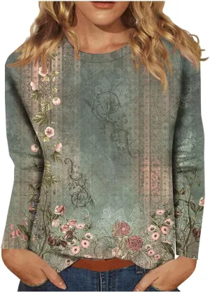 Womens Long Sleeve Tops Fall Sweatshirt Plus Size Tunic Crewneck Tops Winter Clothes
