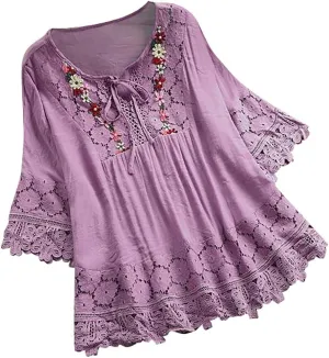 Women's Short Sleeve Cotton Linen Shirts Casual V Neck Basic T Shirt Solid Color Loose Fit Summer Tee Shirts