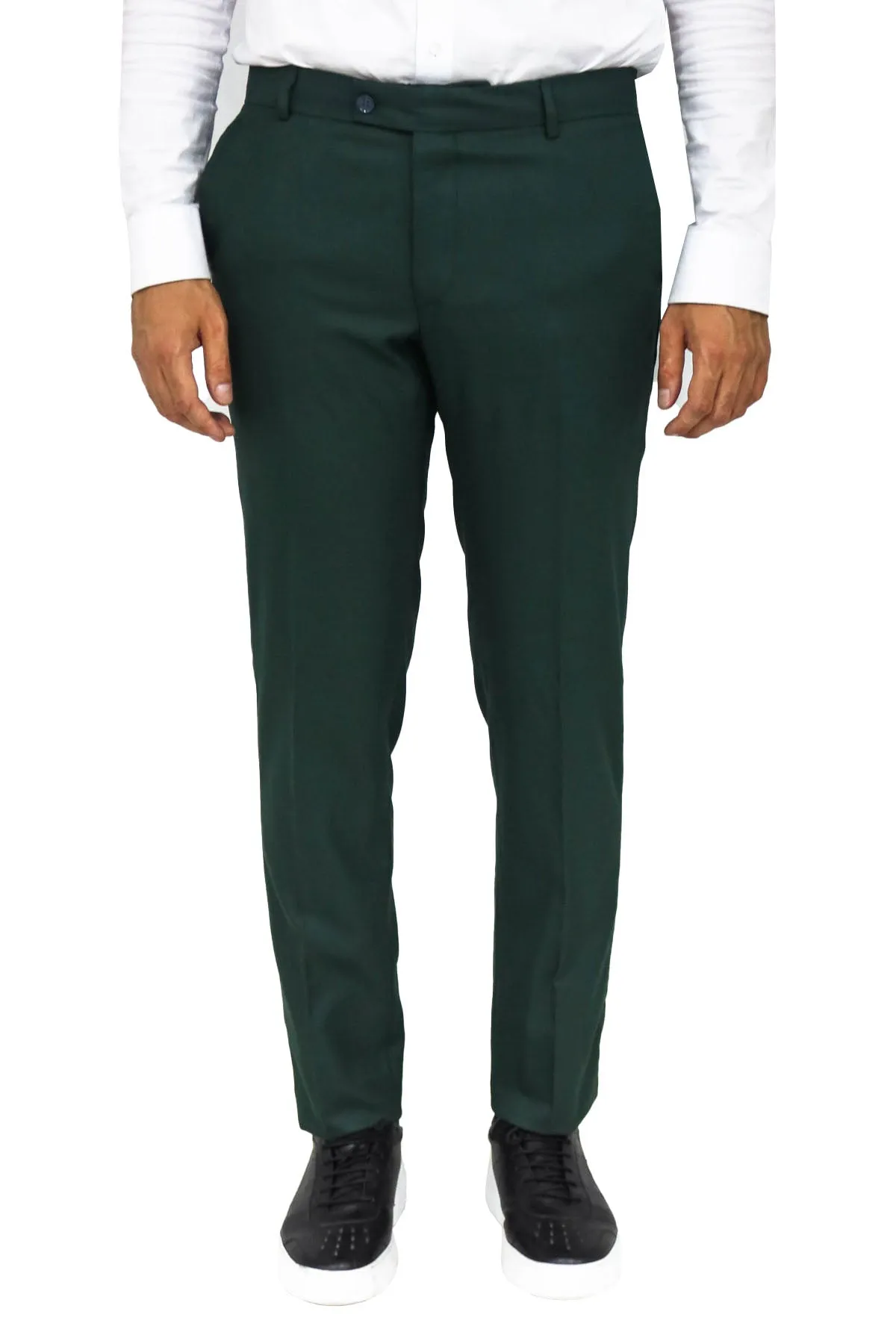 WSS Slim Fit Textured Dark Green Men Trousers  - Singen