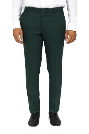 WSS Slim Fit Textured Dark Green Men Trousers  - Singen
