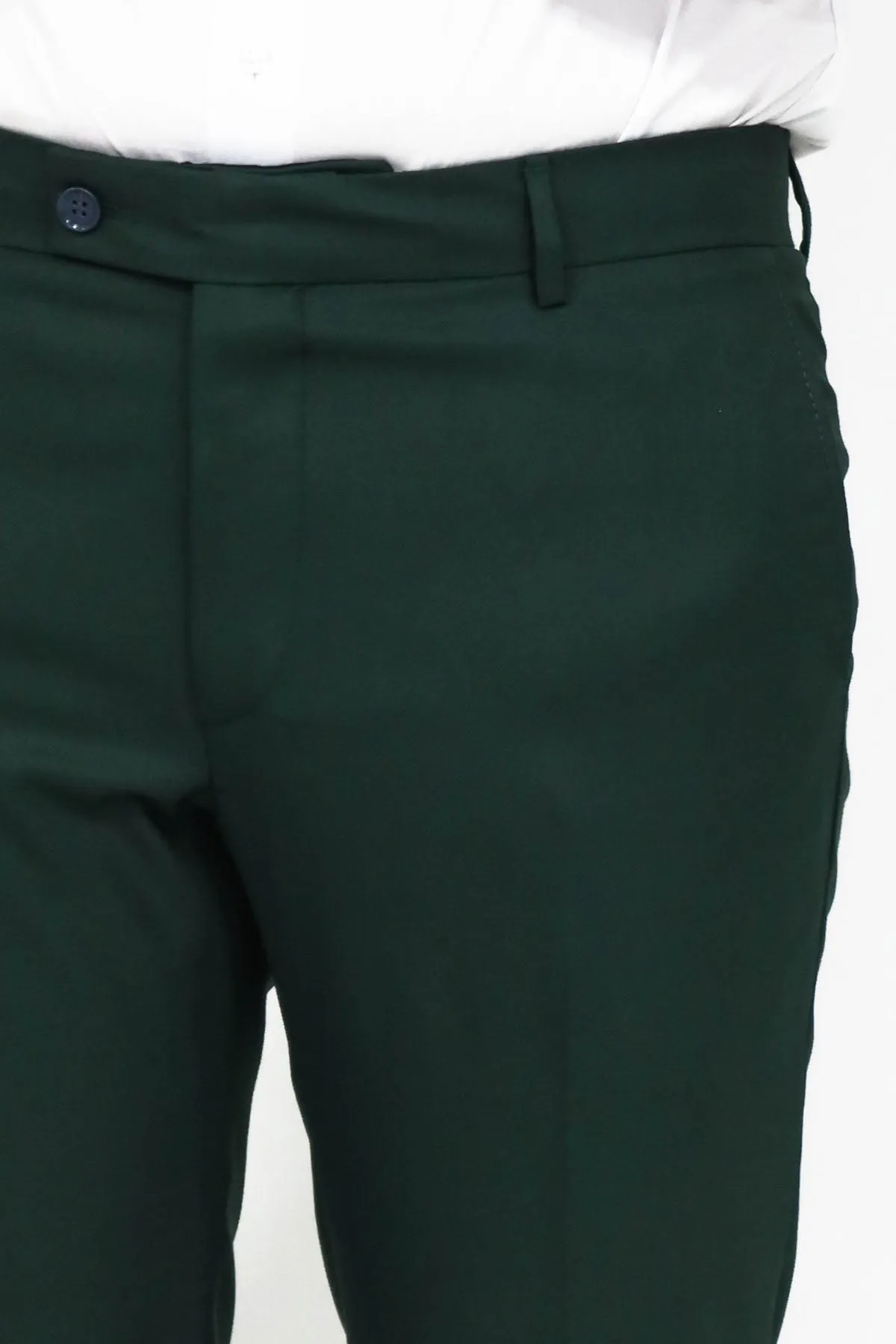 WSS Slim Fit Textured Dark Green Men Trousers  - Singen