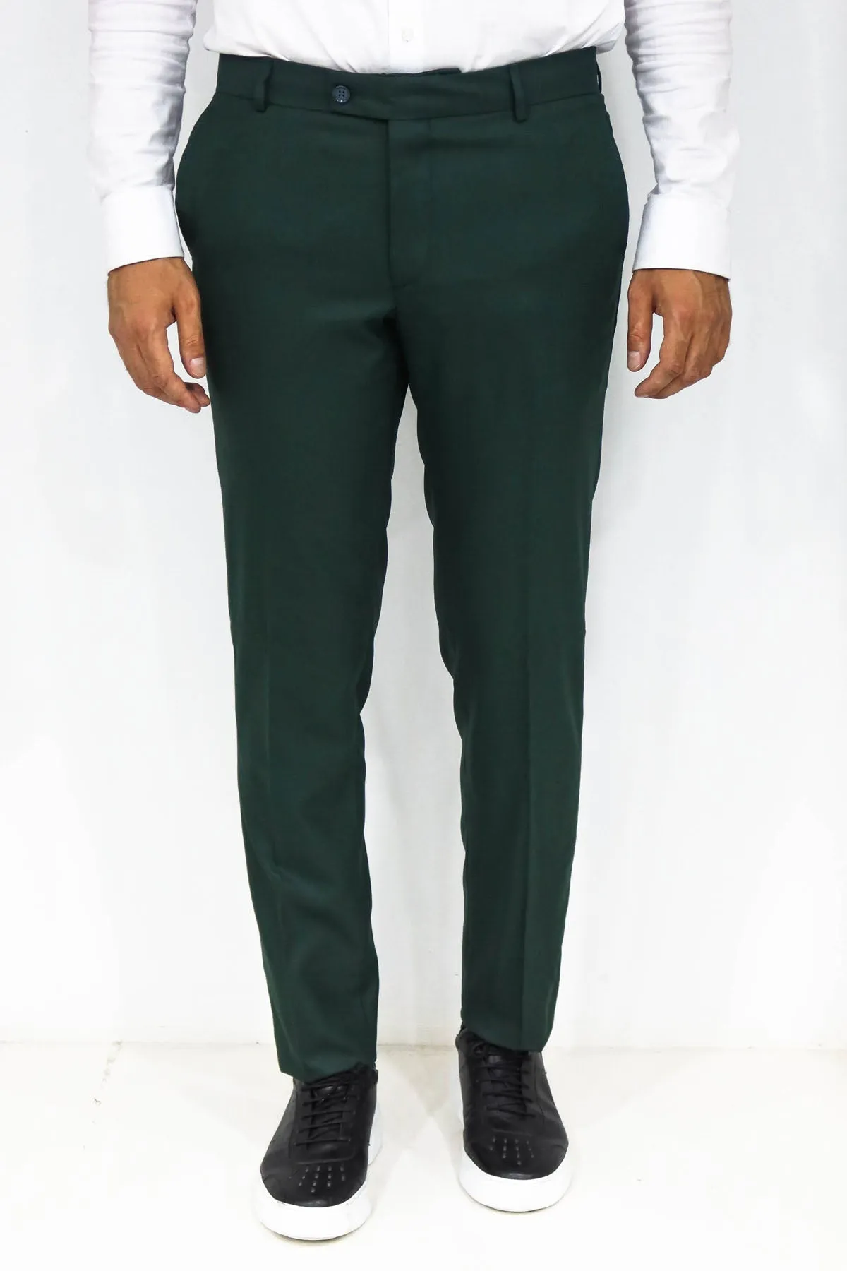 WSS Slim Fit Textured Dark Green Men Trousers  - Singen